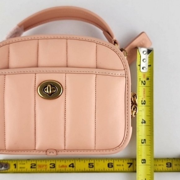 COACH Lunchbox Crossbody Leather Bag Top Handle Quilted Faded Blush - Picture 15 of 16